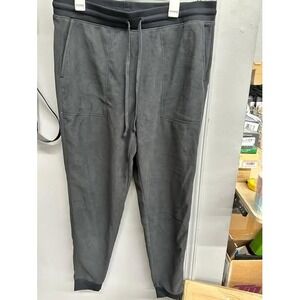 Lands End WOMENS Fleece Jogger Pants Charcoal Gray Heather TALL Lounge Sweat